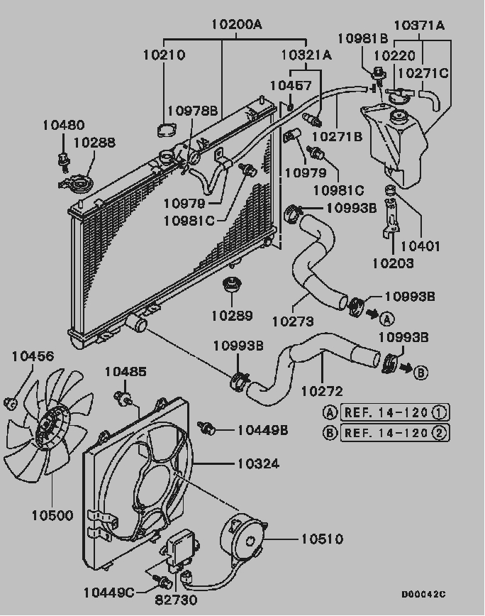 mitsubishi evo 7 gta. MR968734 is GT-A radiator,